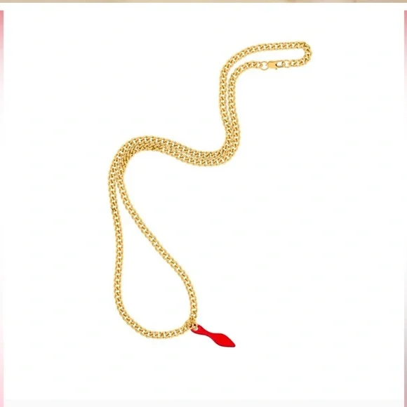 Christian Louboutin Red Patent Clutch with Chain Strap - Picture 9 of 10